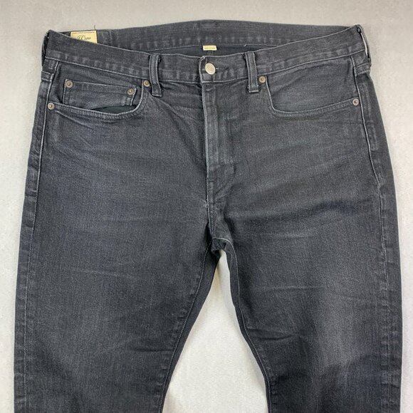 J Crew Mens Pants 36 Black Denim Jeans 484 Stretch Slim Tapered Luxury 36x27 - Picture 2 of 13